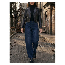 Load image into Gallery viewer, Qnuz Clothing Ballon Jeans w Leopard Clothing 33 denim blue
