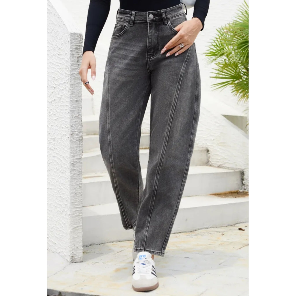 Qnuz Clothing Barrel Jeans Clothing 99 Black