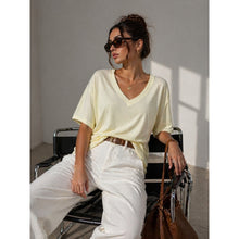 Load image into Gallery viewer, Qnuz Clothing Basic T-Shirt w V-Neck Clothing 22 yellow
