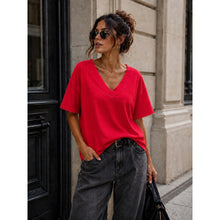 Load image into Gallery viewer, Qnuz Clothing Basic T-Shirt w V-Neck Clothing 40 red
