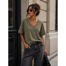 Load image into Gallery viewer, Qnuz Clothing Basic T-Shirt w V-Neck Clothing 53 Army
