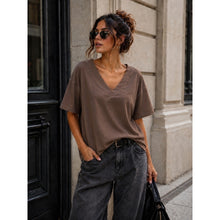 Load image into Gallery viewer, Qnuz Clothing Basic T-Shirt w V-Neck Clothing 60 Marron
