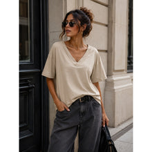 Load image into Gallery viewer, Qnuz Clothing Basic T-Shirt w V-Neck Clothing 63 Taupe
