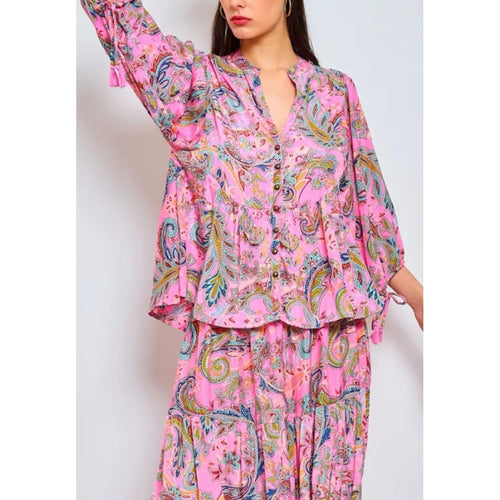 Qnuz Clothing Bella Blouse Clothing 4444 Bublegum