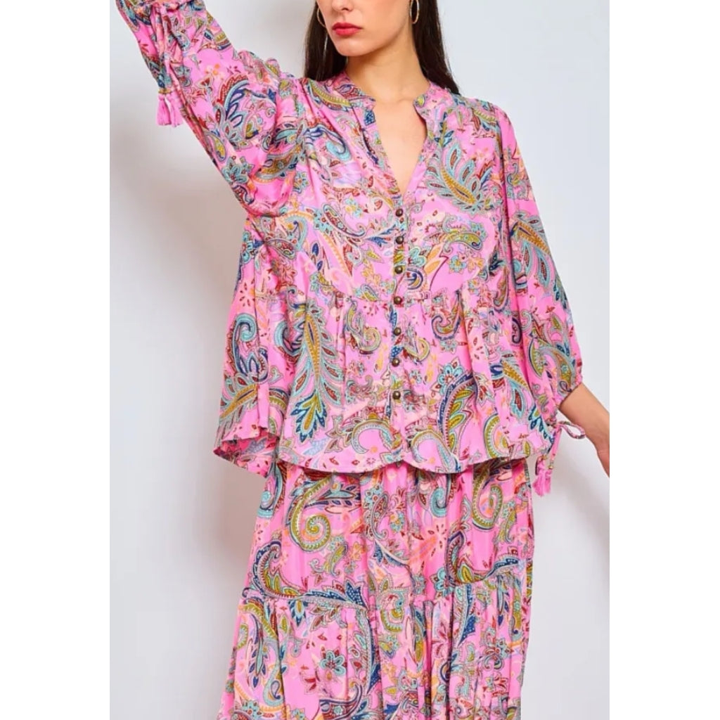 Qnuz Clothing Bella Blouse Clothing 4444 Bublegum