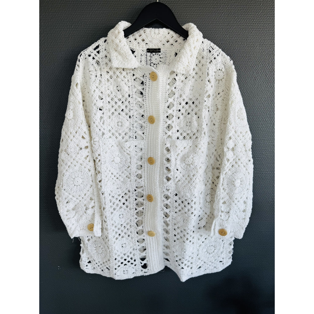Qnuz Clothing Bella Crocheted Jacket Clothing 10 White