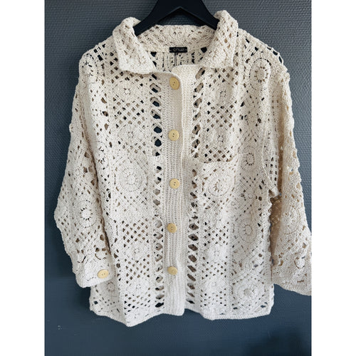 Qnuz Clothing Bella Crocheted Jacket Clothing 13 Beige