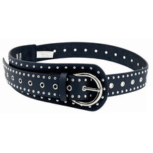 Load image into Gallery viewer, Qnuz Belt W STUDS 4-7 cm wide 110 cm Belt 30 Blue
