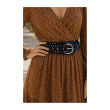 Load image into Gallery viewer, Qnuz Belt W STUDS 4-7 cm wide 110 cm Belt 30 Blue
