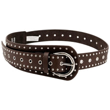 Load image into Gallery viewer, Qnuz Belt W STUDS 4-7 cm wide 110 cm Belt 60 Marron
