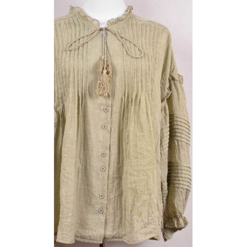 Qnuz Clothing Blouse w. Plisse Clothing 53 Army