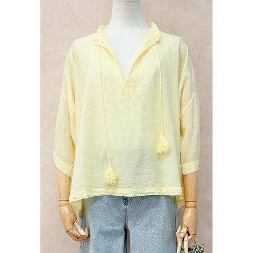 Qnuz Clothing Blouse w Tazzels Clothing 22 Pastel Yellow