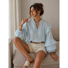 Load image into Gallery viewer, Qnuz Clothing Boheme Blouse w Dots Clothing 32 blue
