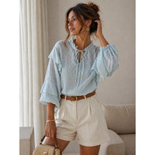 Load image into Gallery viewer, Qnuz Clothing Boheme Blouse w Dots Clothing 32 blue

