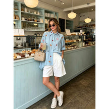 Load image into Gallery viewer, Qnuz Clothing Boheme Cotton shirt w embrodery Clothing 32 blue

