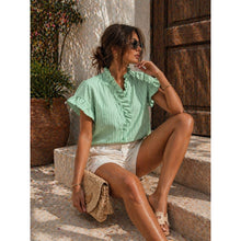 Load image into Gallery viewer, Qnuz Clothing Boheme Cotton shirt w embrodery Clothing 51 Spring green
