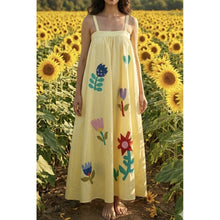 Load image into Gallery viewer, Qnuz Clothing Boheme Dress w Embrodery Clothing 22 yellow
