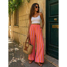 Load image into Gallery viewer, Qnuz Clothing Boheme Striped Pants Clothing 21 Orange 
