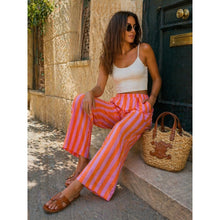 Load image into Gallery viewer, Qnuz Clothing Boheme Striped Pants Clothing 21 Orange 
