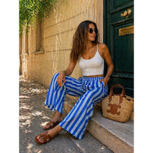 Load image into Gallery viewer, Qnuz Clothing Boheme Striped Pants Clothing 30 Blue
