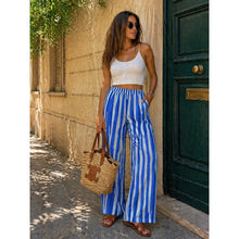 Load image into Gallery viewer, Qnuz Clothing Boheme Striped Pants Clothing 30 Blue
