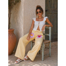 Load image into Gallery viewer, Qnuz Clothing Boheme Striped pants with heart Clothing 22 yellow

