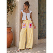 Load image into Gallery viewer, Qnuz Clothing Boheme Striped pants with heart Clothing 22 yellow
