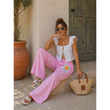 Load image into Gallery viewer, Qnuz Clothing Boheme Striped pants with heart Clothing 42 Rosa
