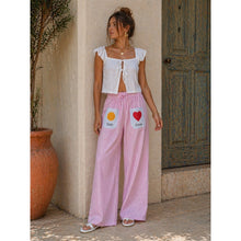 Load image into Gallery viewer, Qnuz Clothing Boheme Striped pants with heart Clothing 42 Rosa
