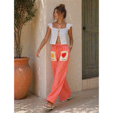 Load image into Gallery viewer, Qnuz Clothing Boheme Striped pants with heart Clothing 45 Corail
