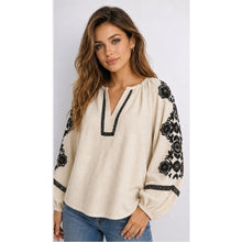 Load image into Gallery viewer, Qnuz Clothing Boheme blouse w embrodery Clothing 13 Beige
