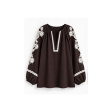 Load image into Gallery viewer, Qnuz Clothing Boheme blouse w embrodery Clothing 60 Marron
