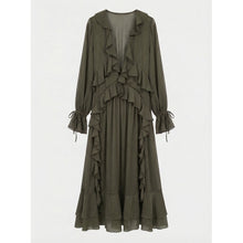 Load image into Gallery viewer, Qnuz Clothing Boheme dress with 5% silk Clothing 53 Army
