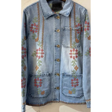 Load image into Gallery viewer, Qnuz Clothing Bohemian Denim jacket w Embrodery Clothing 33 denim blue

