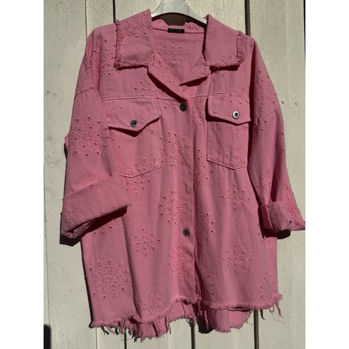 Qnuz Clothing Brodery Anglais Jacket 70 cm long Clothing 4444 Bublegum