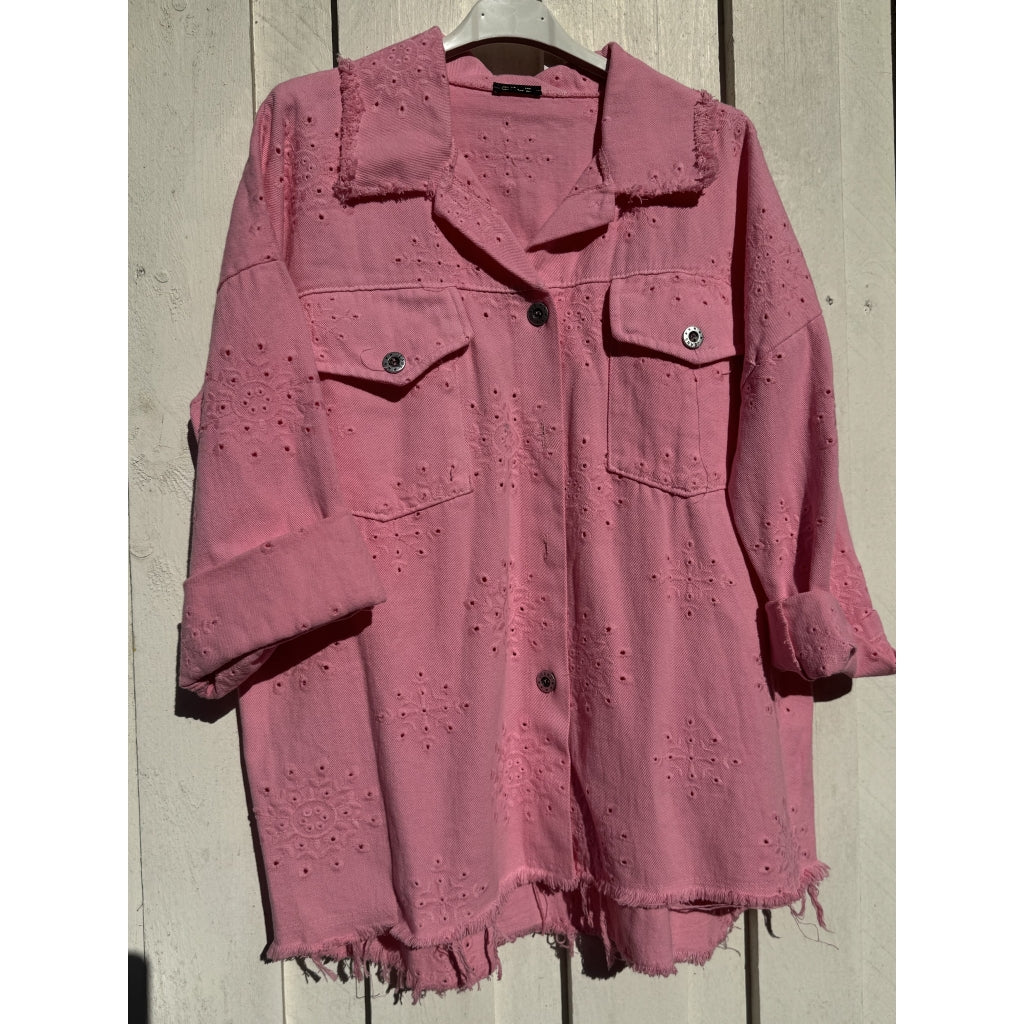 Qnuz Clothing Brodery Anglais Jacket 70 cm long Clothing 4444 Bublegum