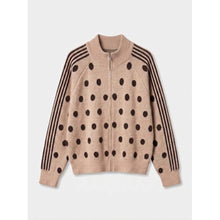 Load image into Gallery viewer, Qnuz Clothing Cardigan w Dots &amp; Zipper Clothing 63 Taupe
