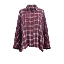 Load image into Gallery viewer, Qnuz Clothing Checked Shirt w embrodery Clothing 28 Bordeaux
