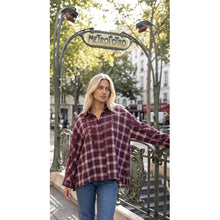 Load image into Gallery viewer, Qnuz Clothing Checked Shirt w embrodery Clothing 28 Bordeaux
