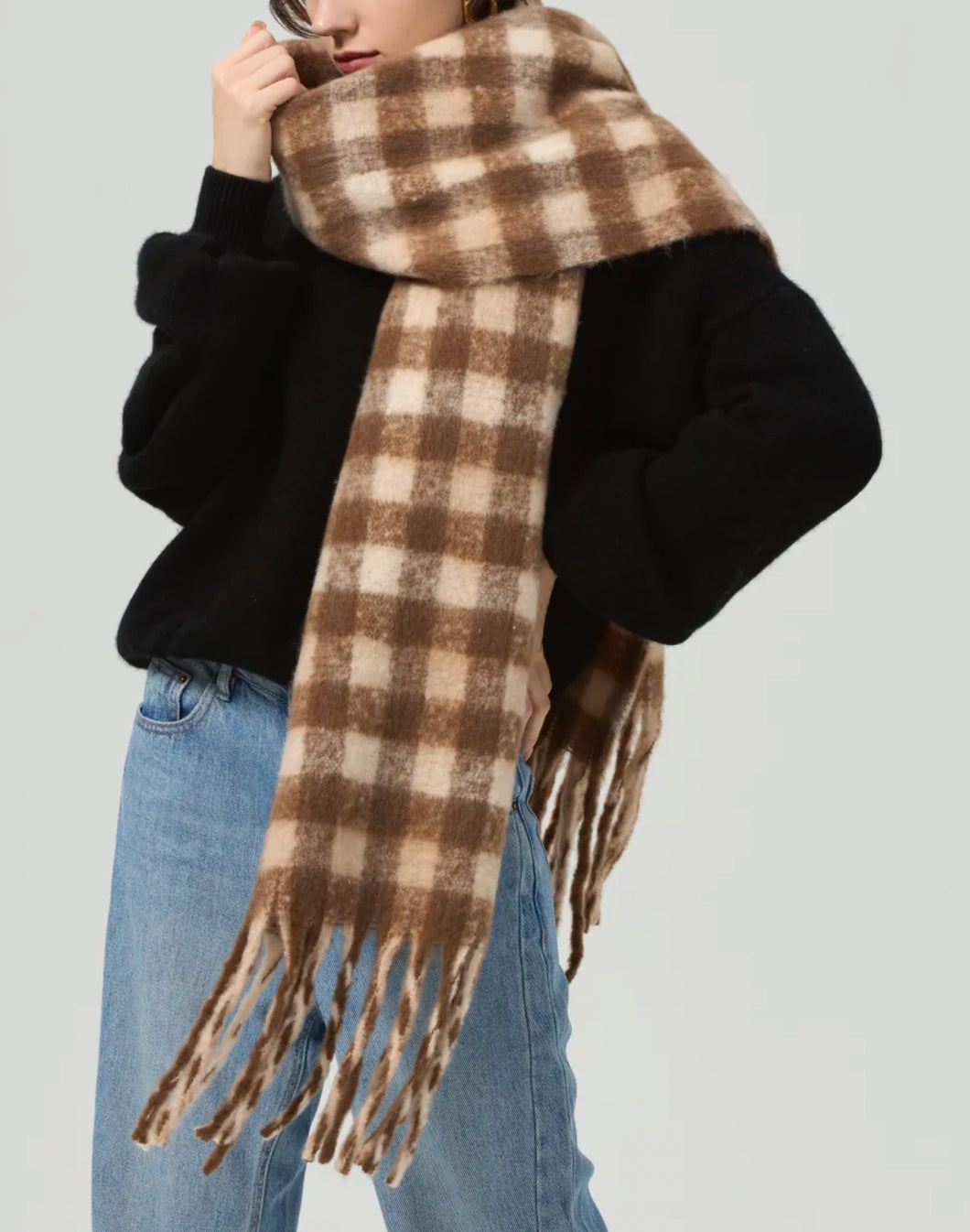 Qnuz Checkered Scarf 10% wool Scarf