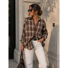 Load image into Gallery viewer, Qnuz Clothing Chekered Shirt w embrodery Clothing 60 Marron
