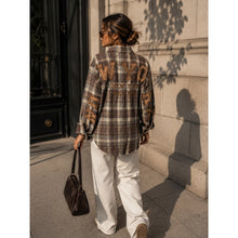 Load image into Gallery viewer, Qnuz Clothing Chekered Shirt w embrodery Clothing 60 Marron
