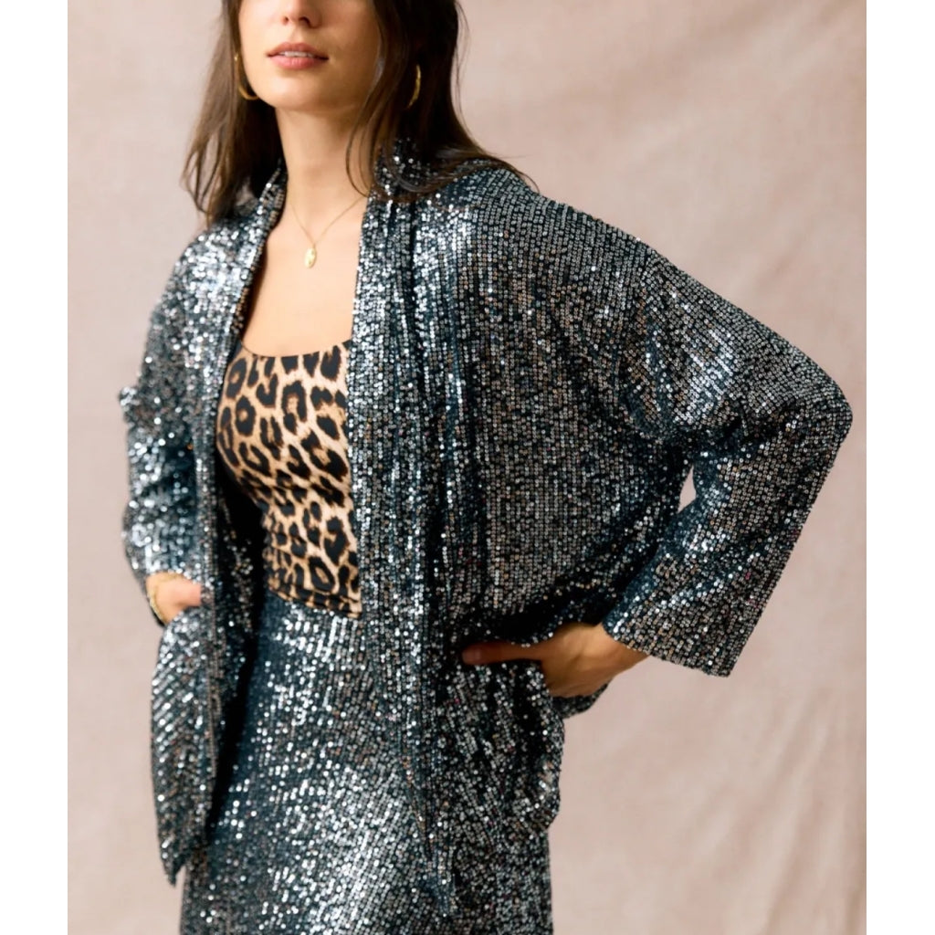 Qnuz Clothing Christmas Kimono w sequins Clothing 99 Black