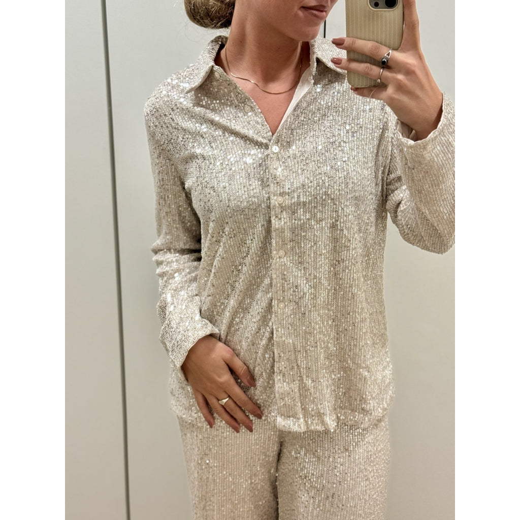Qnuz Clothing Christmas Shirt w sequins Clothing 13 Beige