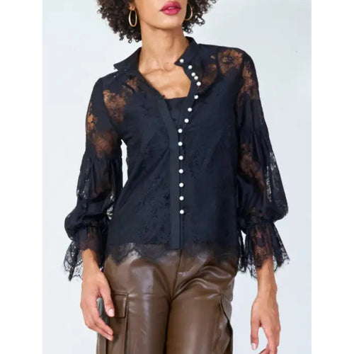 Qnuz Clothing Christmas soft Lace shirt Clothing 99 Black