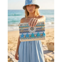 Load image into Gallery viewer, Qnuz Clutch/bag w Pearls Fatimas Eye x cm Bag 32 blue
