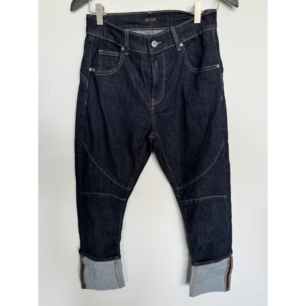 Qnuz Clothing Dark Trendy denim Jeans Clothing 33 denim blue