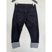 Load image into Gallery viewer, Qnuz Clothing Dark denim Jeans w Turn ups &amp; stitching Clothing 33 denim blue
