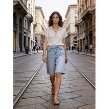 Load image into Gallery viewer, Qnuz Clothing Denim Shorts w turn up Clothing 33 denim blue
