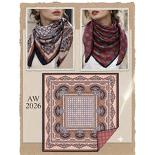 Load image into Gallery viewer, Qnuz Double printed on both sides Scarf 90x90 cm Scarf 28 Burgundy

